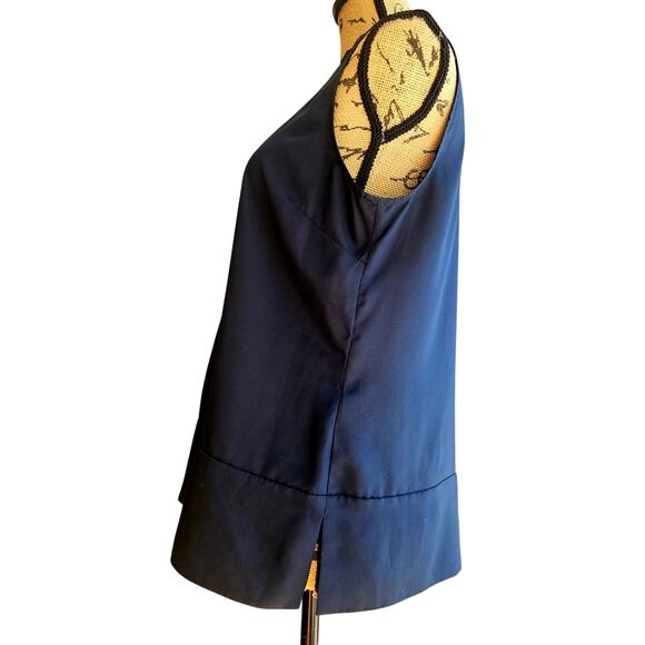 Brooks Brothers Sleeveless Sash Tie Navy Blue Blouse, New, Sz 8 - Picture 2 of 10